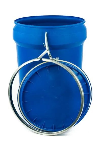 30 GALLON PLASTIC DRUM TAPERED, OPEN HEAD, UN RATED, LEVER LOCK RING – BLUE