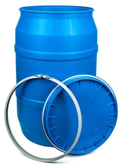 55 GALLON BOLT RING PLASTIC DRUM, OPEN HEAD – BLUE