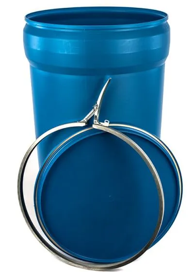 55 GALLON PLASTIC DRUM, UN RATED OPEN HEAD LEVER LOCK – BLUE