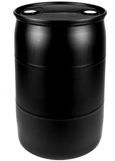 55 GALLON PLASTIC DRUM CLOSED HEAD, BLACK