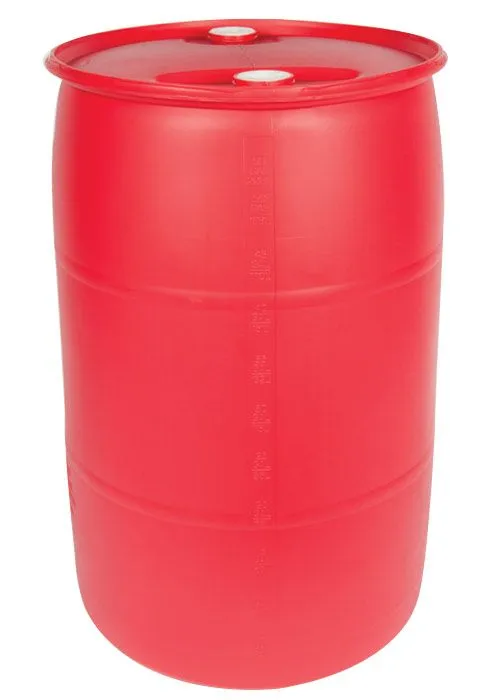 55 GALLON PLASTIC DRUM CLOSED HEAD, RED